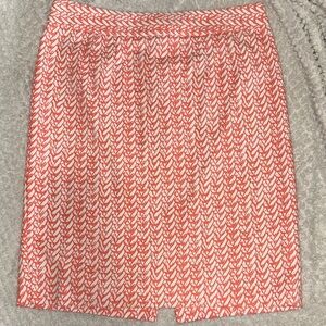 Cynthia Rowley Salmon and White Patterned Pencil Skirt Size 6